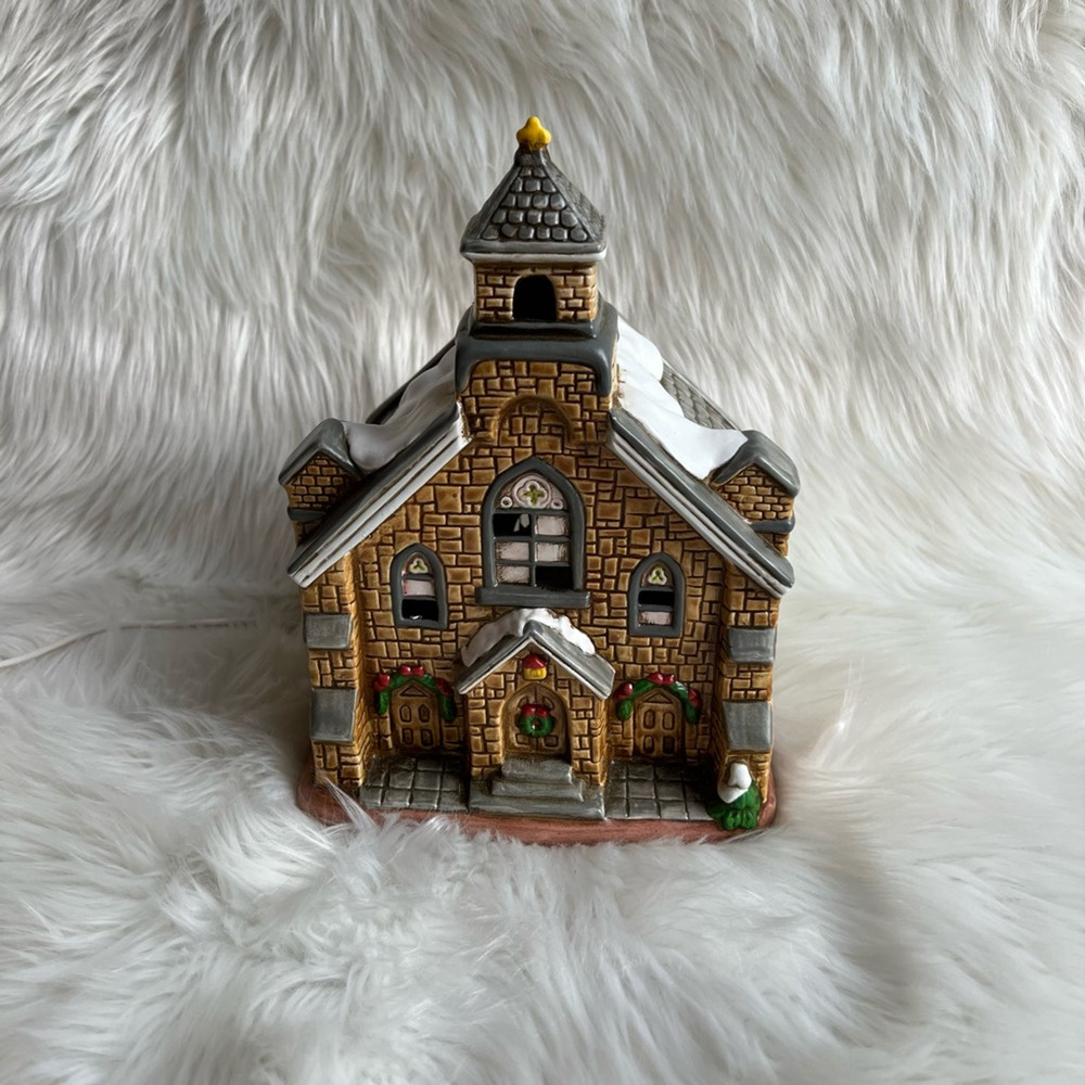 Lefton Colonial Village Light Up Church Designed By Byron Wood Christmas 1986